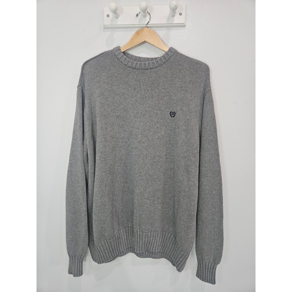 Chaps Mens 3XT Heather Gray Cotton Crewneck Sweater Embroidered Logo Big & Tall